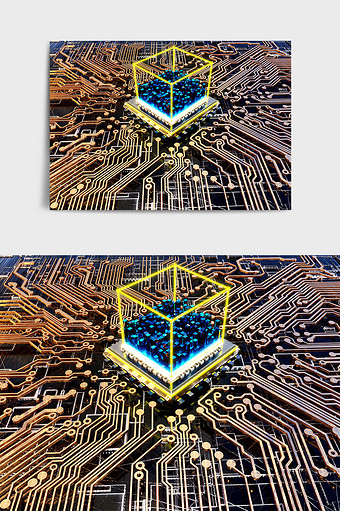 C4D科技芯片集成电路场景效果图图片