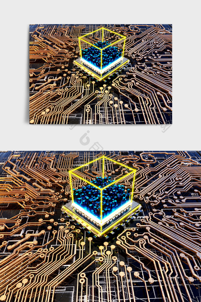 【c4d科技芯片集成电路场景效果图】图片下载-包图网