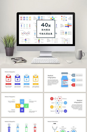 彩色医疗商务通用40页PPT图表合集