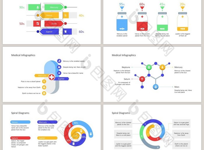 彩色医疗商务通用40页PPT图表合集