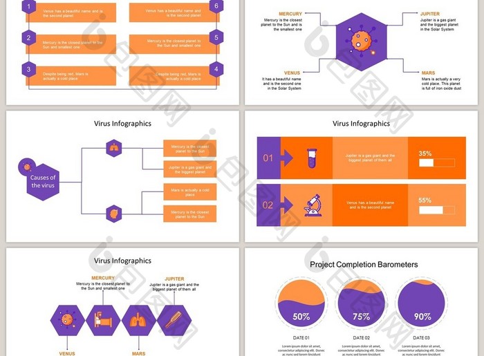 紫橙色商务通用40页PPT图表合集