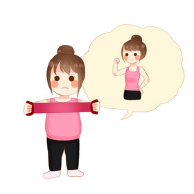 卡通女孩运动健身减肥