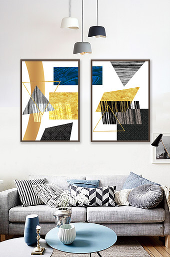 几何创意现代客厅卧室装饰画图片