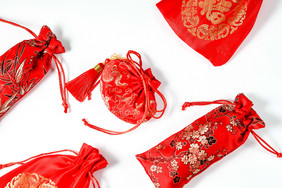 传统节日红色荷包白底图