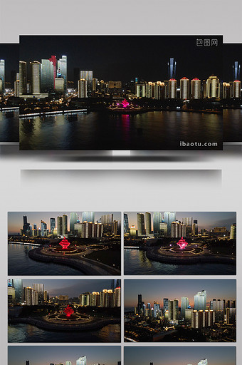 4K航拍青岛城市五四广场夜景实拍视频图片
