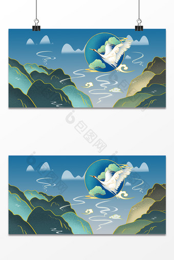 复古中国风插画重阳节传统节日背景图片