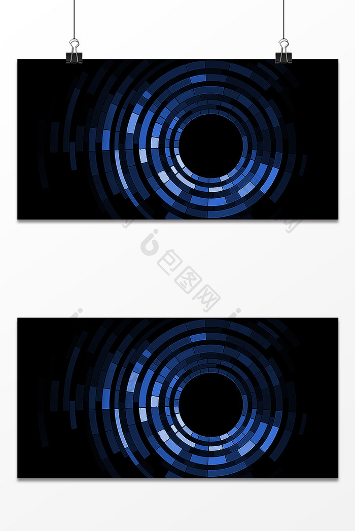 简约蓝色商务科技抽象几何圆年会背景