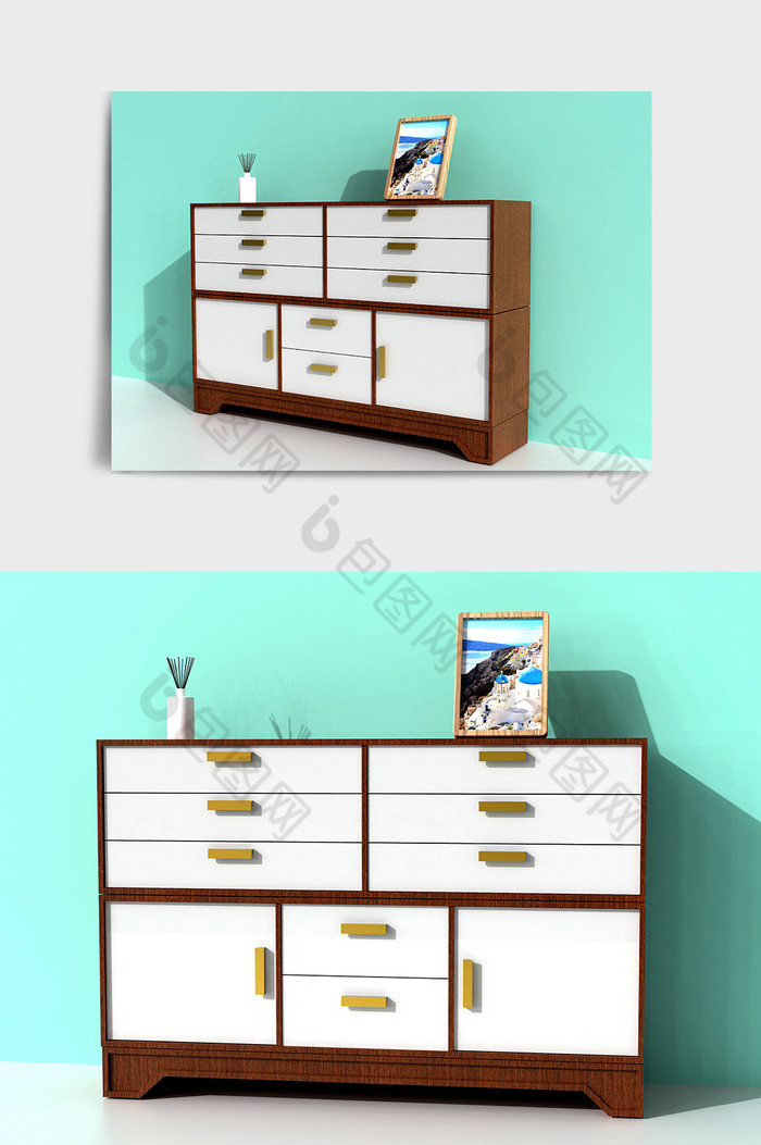 家居简约装饰装修素材实木柜子C4D模型图片图片