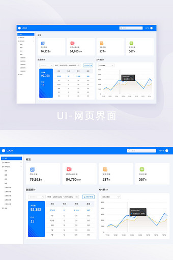 蓝色科技直播视频可视化数据界面图片