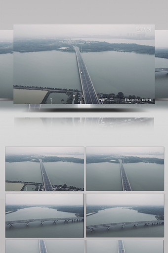 简约杨桥湖大桥自然风光超清航拍片头片尾图片