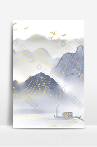重阳节山水插画中国风背景图片