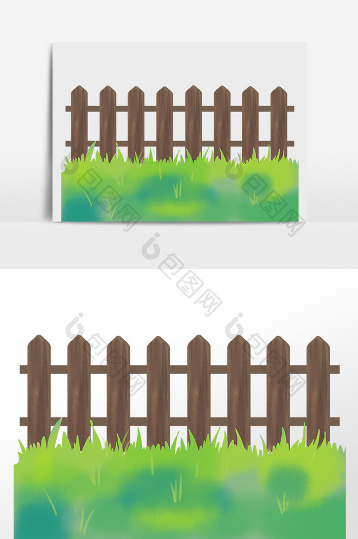 草地木质栅栏栅条