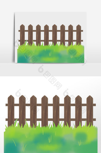 草地木质栅栏栅条图片