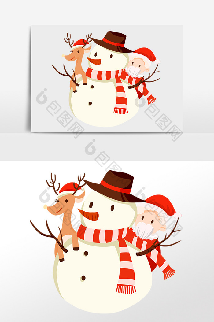 创意圣诞老人和鹿