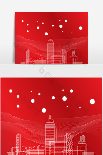 科技城市红色楼房图片