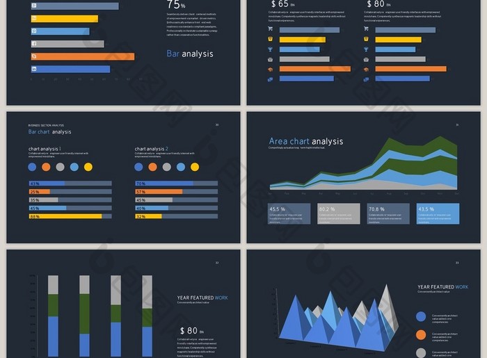 蓝色动态商业数据分析图表PPT模板
