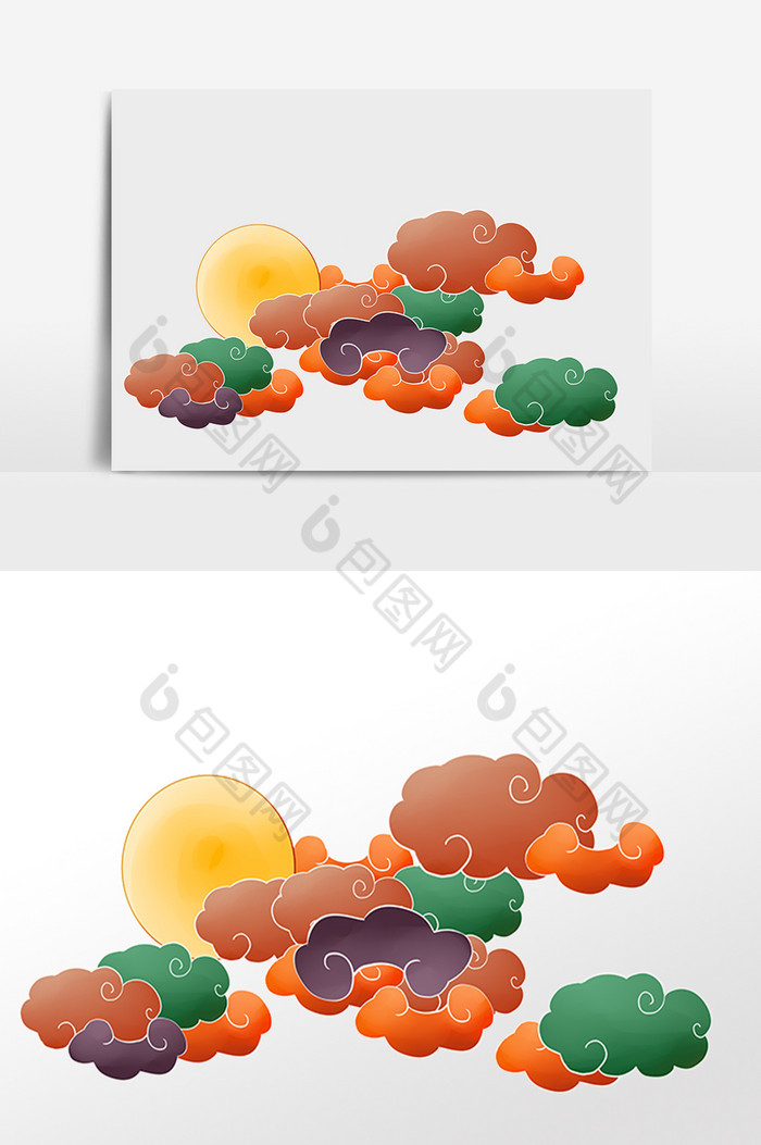 彩色祥云月亮图片图片