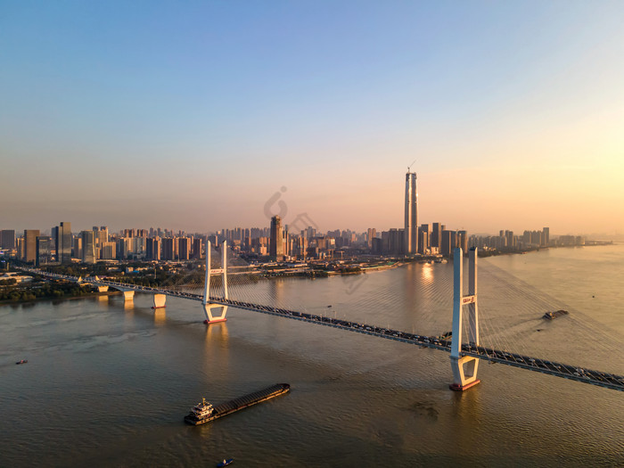 航拍武汉长江二桥摄影图片