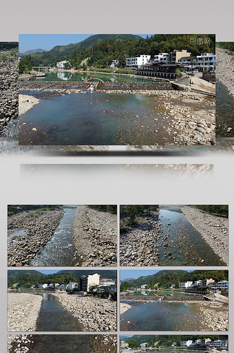 航拍温州农村小溪流水图片