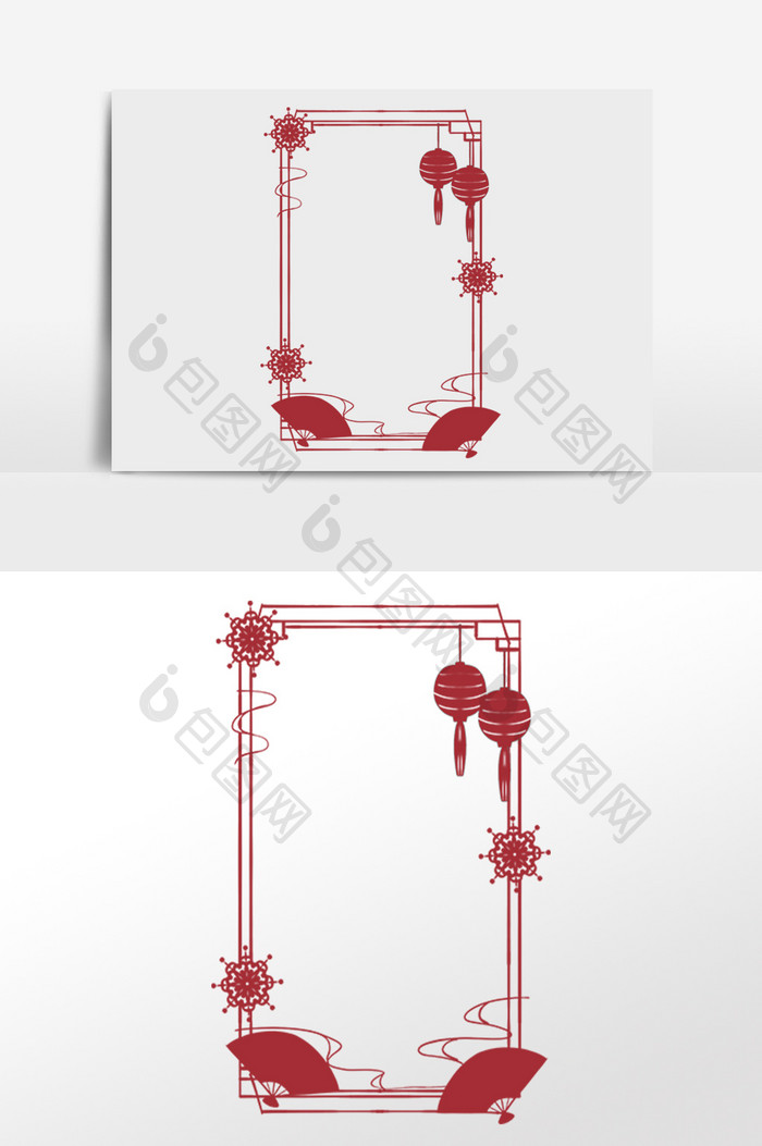 新春剪纸灯笼边框