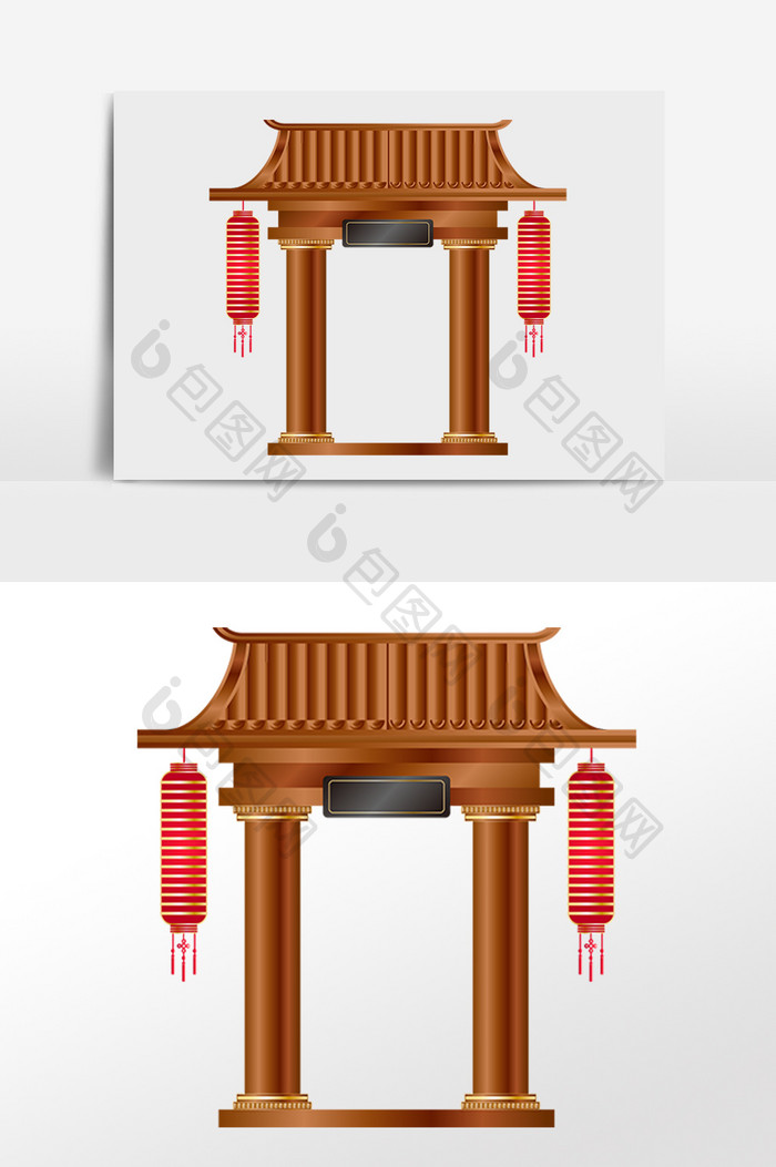 中式建筑大门边框