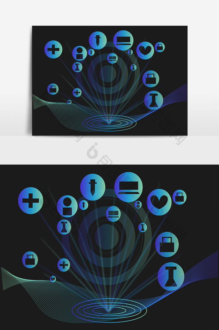 放射状科技医疗装饰图形
