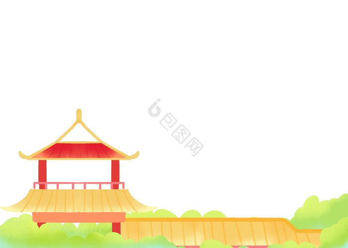 中式建筑凉亭底边图片