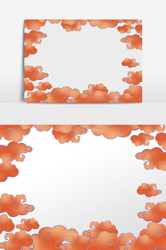 国潮红色祥云边框