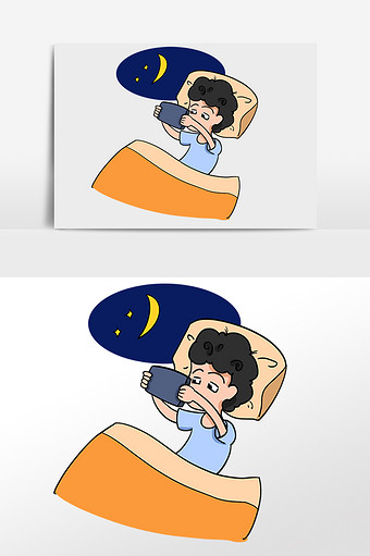 熬夜玩手机的男孩