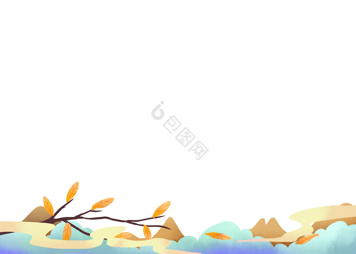 重阳节秋季树枝底边图片