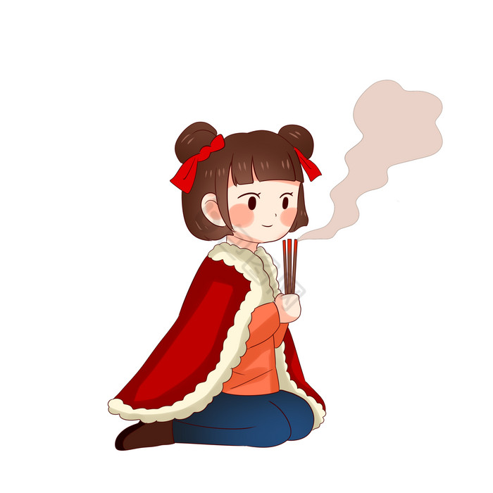 寒衣节烧香的女孩图片