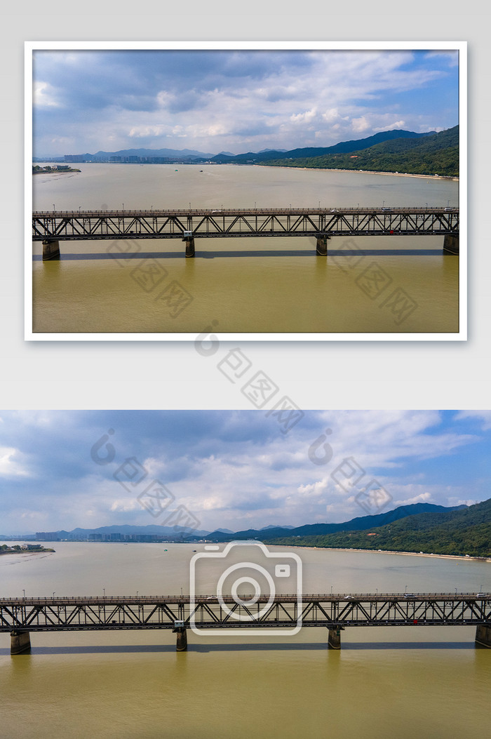 航拍杭州钱塘江大桥摄影图片图片