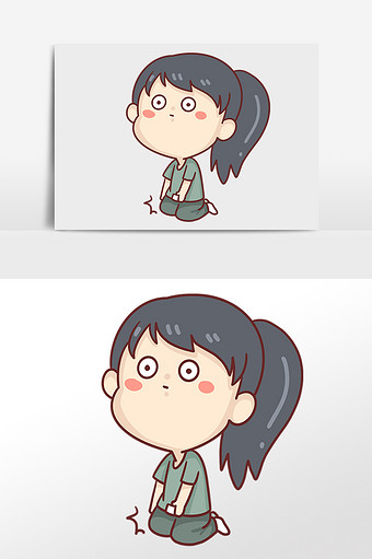 可爱坐等快递女孩