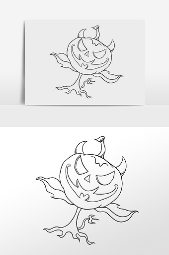 怪兽南瓜线稿万圣节