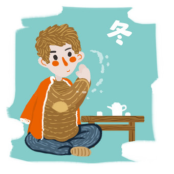 蓝色冬季保暖gif小动画