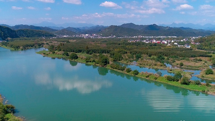 航拍分水江上游湿地