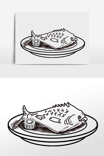 红烧鱼的简笔画图片