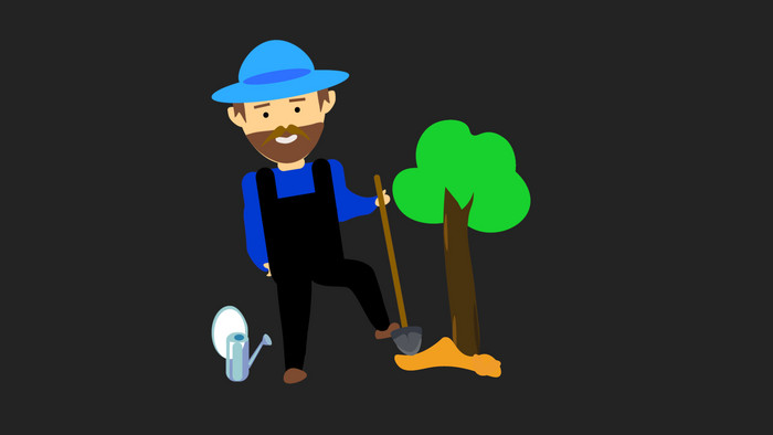 扁平画风自然节气小动效立春植树mg动画