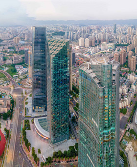 航拍福州闽江北cbd建筑群片