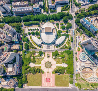 航拍福州地标五一广场景区片