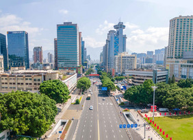 航拍福州的城市建筑景观大气高楼