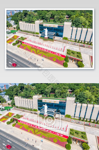 福州地标于山堂雕塑建筑广场的摄影图片