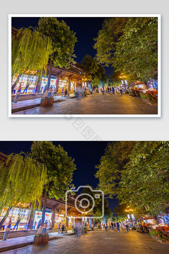 大气的大理古城的夜景街道的摄影图片