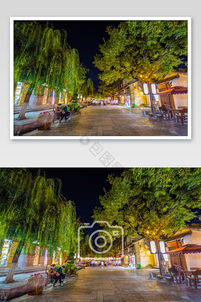 大气的大理古城夜景的街道摄影图片