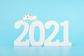 蓝色背景2021数字创意新年牛年图片