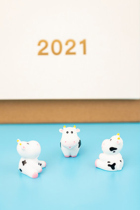2021新年牛年蓝色主题图片