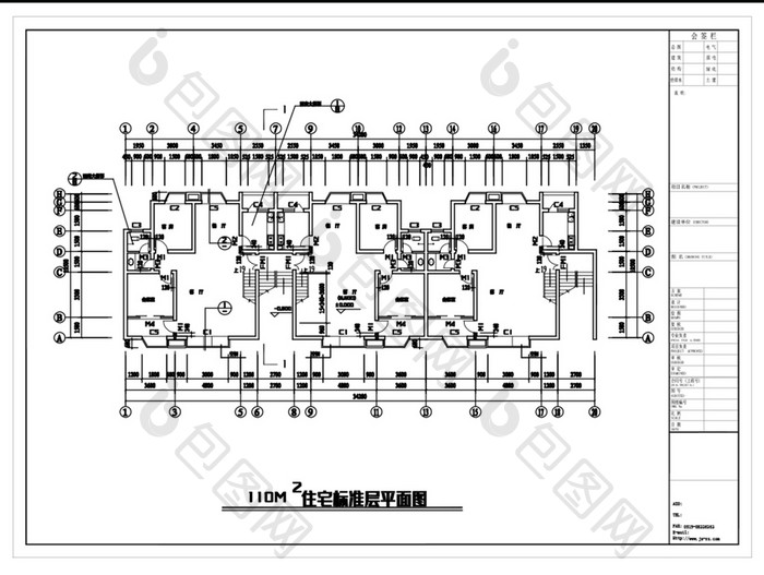 精细化CAD住宅楼户型带面积图库二