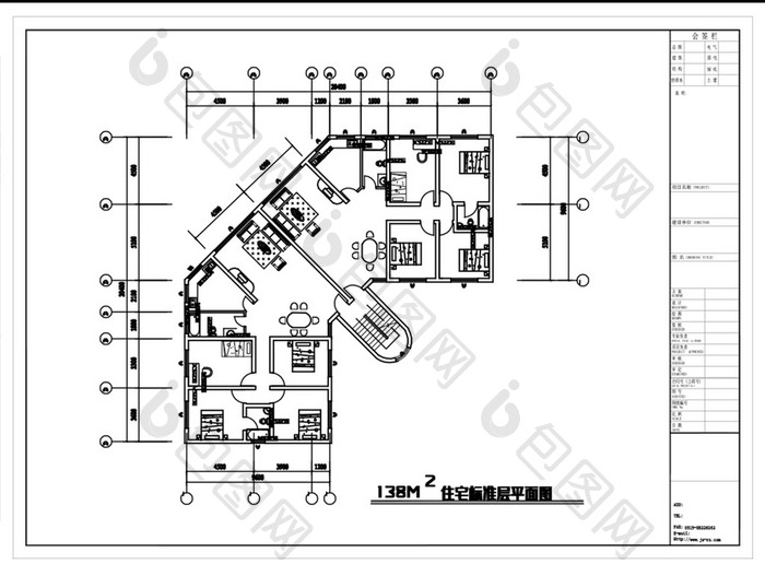CAD精细化住宅楼户型带面积图库三