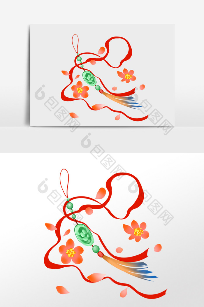 国风玉牌彩带图片图片