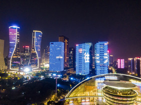 航拍杭州夜景摄影图片